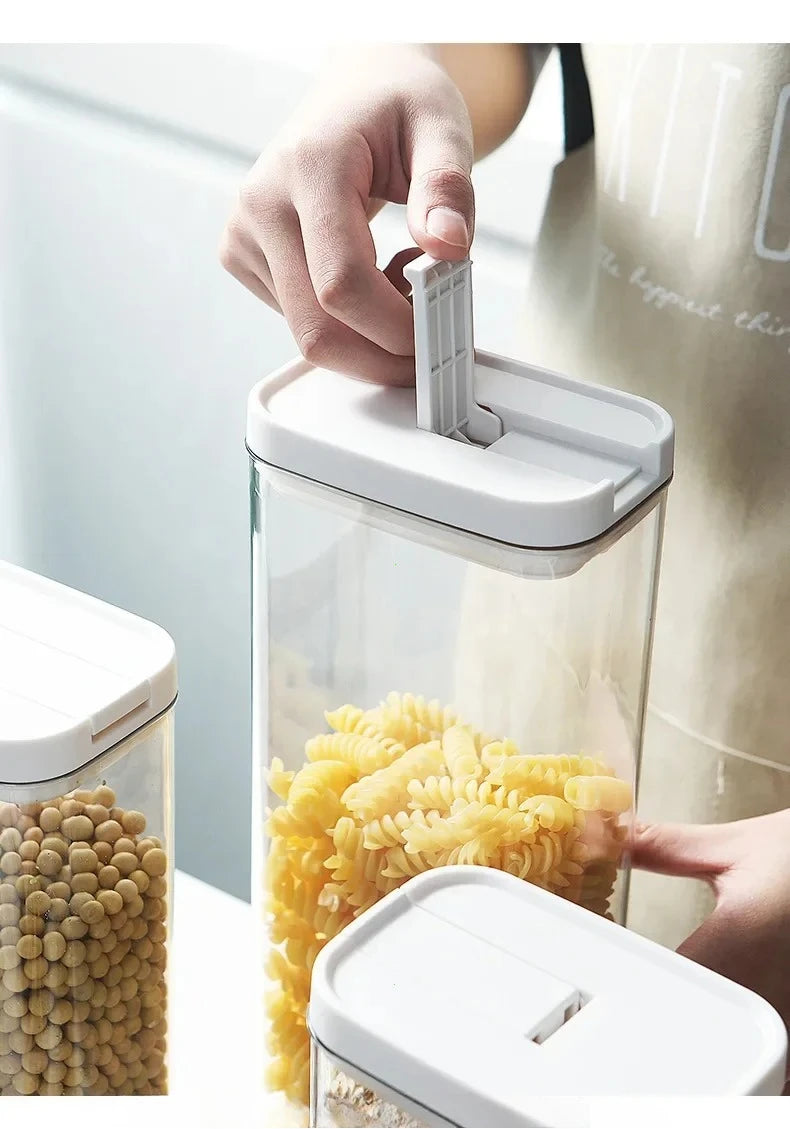 Clear Food Grade Plastic Storage Jar Airtight Seal for Kitchen Snacks Cereals Beans Kitchen Storage Organizer Kitchen Storage.