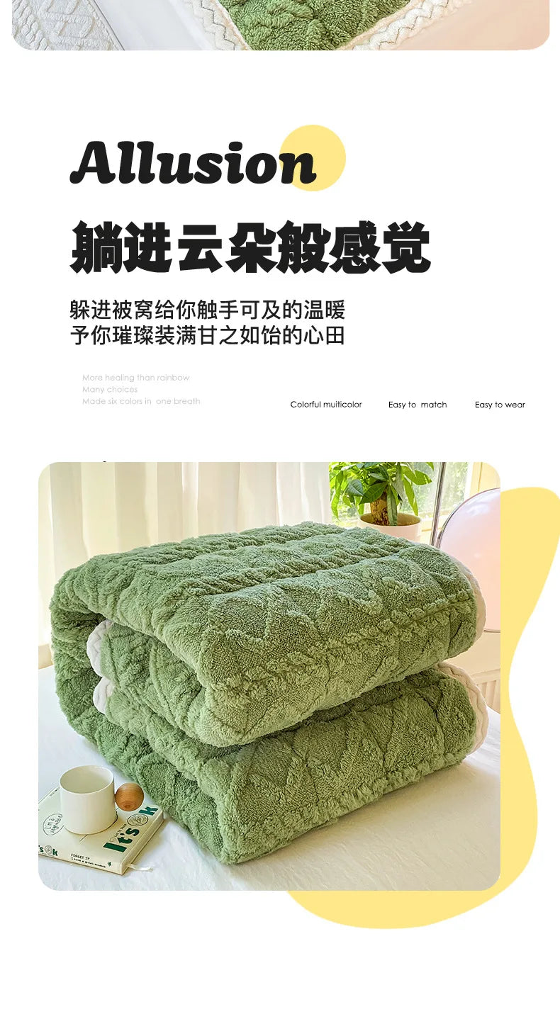 Winter Taft Velvet Mattress Topper Pad Fleece Bedspread Fold Non-slip Thin Tatami Mat Student Dormitory Bed Sheet Mattress Cover.