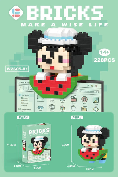 Disney 108 Style Stitch LinaBell Hello Kitty Building Blocks Princess Cartoon Figrues Bricks Children's Assembly Toys Model Gift