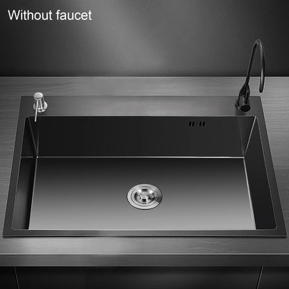 Kitchen Sink Black Stainless Steel Rectangle Sink Built-in Sink With Kitchen Soap Dispenser