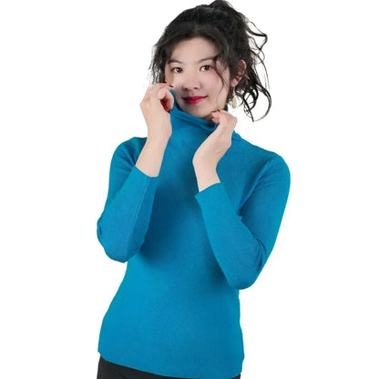 Frauen Pullover Winter Warm Hohe Kragen Strickwaren Langarm Schlank Jumper Frau Thermische Tops Kleidung Pullover Rollkragen Pullover