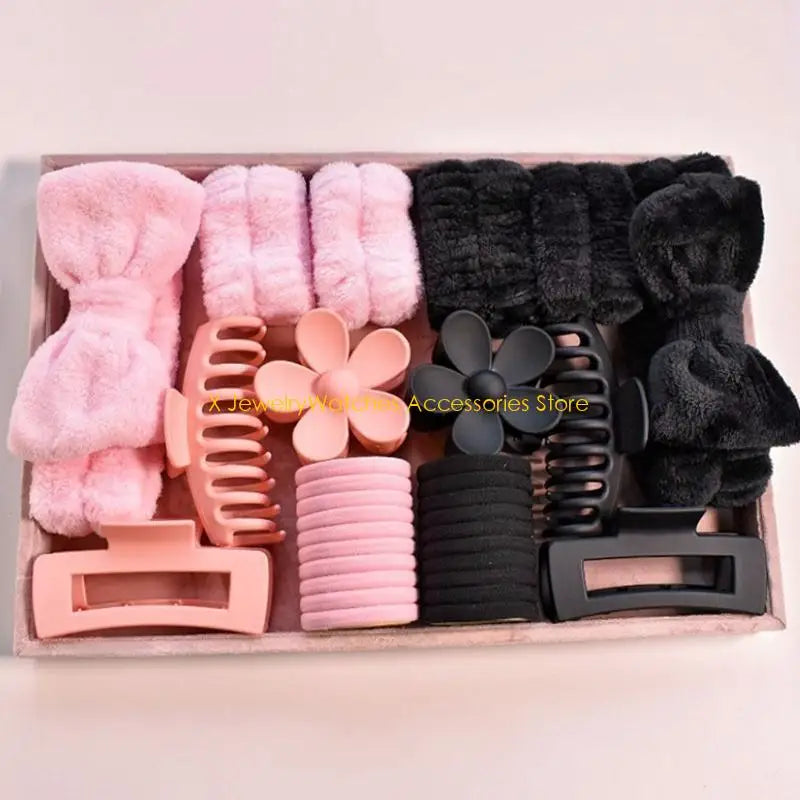 31KD Bowknot Dye Headband Set with Wristbands Hair Clip and Hair Rings Accessory.