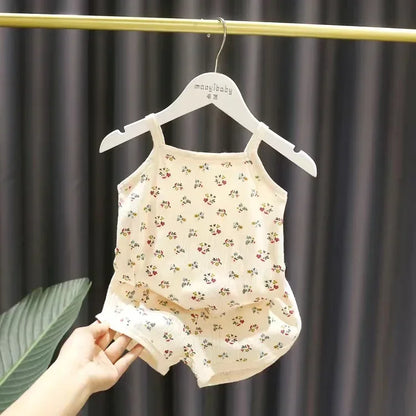 Baby Kleidung Sets Sommer Kleinkind Mädchen Strap Anzüge Baumwolle Druck Baby Jungen Tops T und Shorts Infant Trainingsanzug Neugeborenen Sets