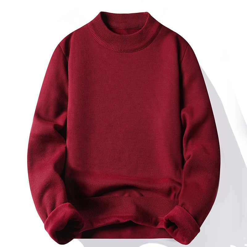Knitwear Sweater New Autumn/Winter Mock Neck Sweatshirts Solid Color Pullovers Man Brand Casual Mens Clothing