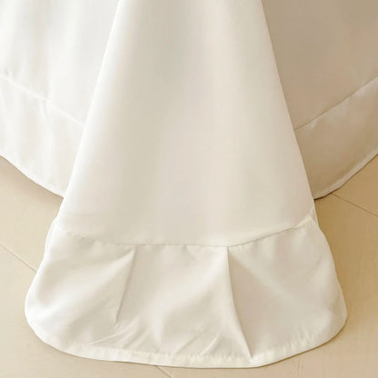 Korean Princess Style Lace Ruffles Bedding Set Solid Color Duvet Cover Set Flat/Fitted Bed Sheet Pillowcases With Pillowcases.