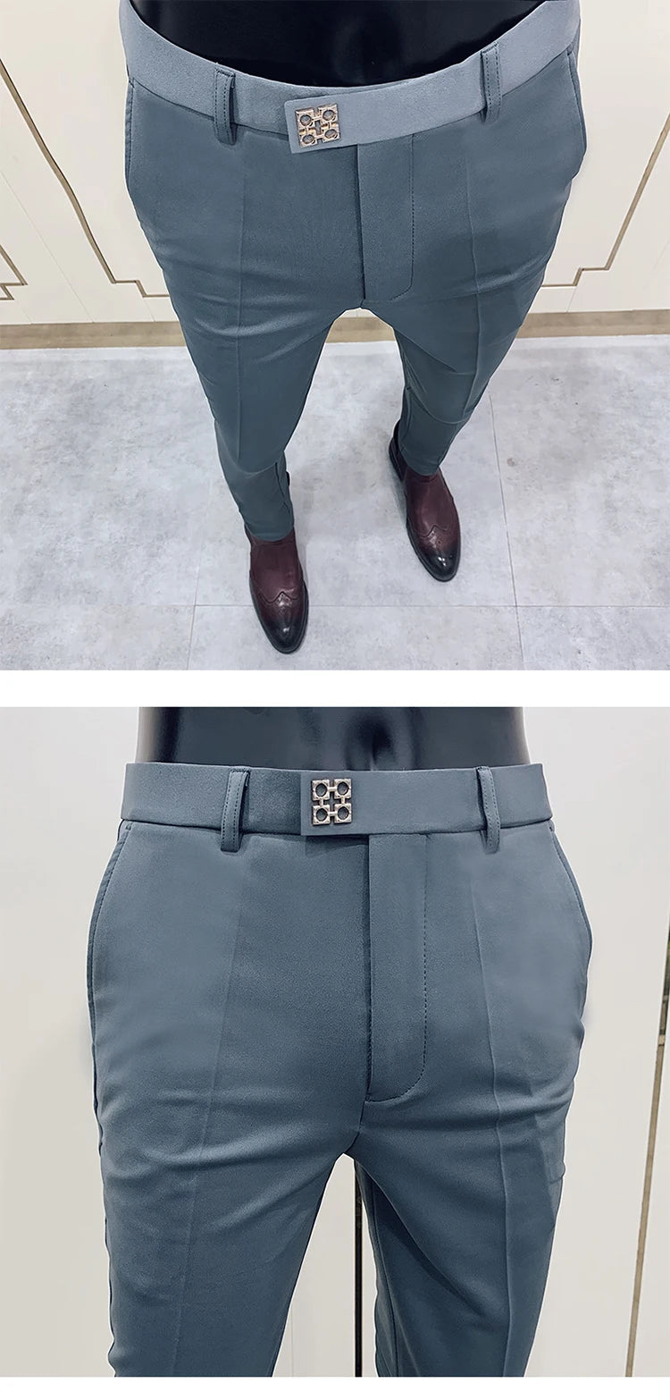 Men Suit Pants Dress Pantalone Hombre Stretch Slim Formal Trousers Calça Masculina Solid Color Casual Pants Fashion Men Clothing