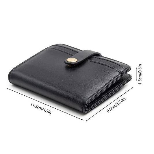 Women Double Fold Zipper Wallet PU Leather Vintage Coin Pocket Ultra-Thin Solid Color Coin Purse Travel Shopping Wallet.