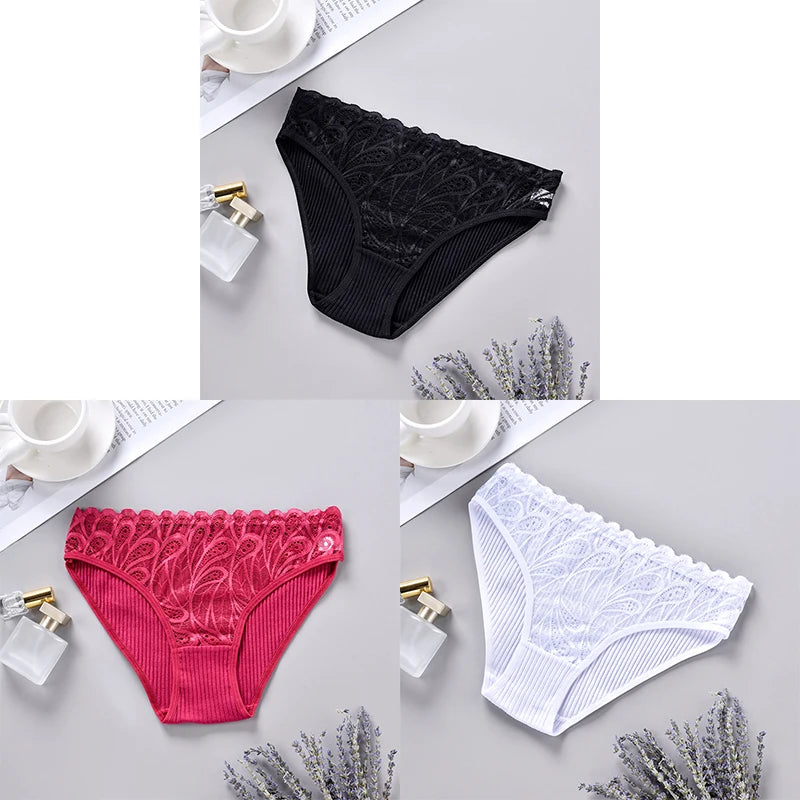 3PCS Cotton Solid Color Women's Panties Breathable Skin-friendly Women's Underwear Home Comfortable Soft Sexy Ladies' Lingerie.