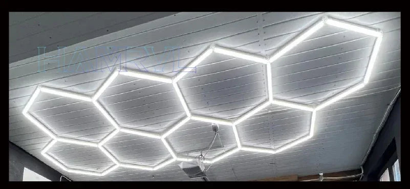 Hexagon LED lighting for Garage Barbecue Shop Barbershop Gym Bar Car Detailing Showroom 4S Workshop Ceiling Light Honeycomb Tube.