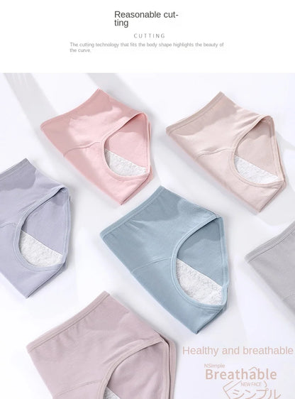Women's menstrual briefs large flow postpartum water absorption leakproof briefs women's pure cotton menstrual briefs lingerie.