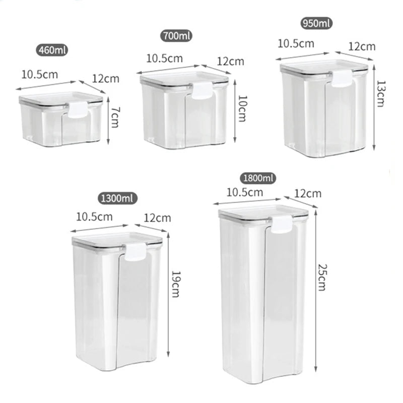 Large Capacity Waterproof Transparent Sealed Jar Multi-size Scene Kitchen Candy Dried Grain Storage With Lid Fridge Storage Tank