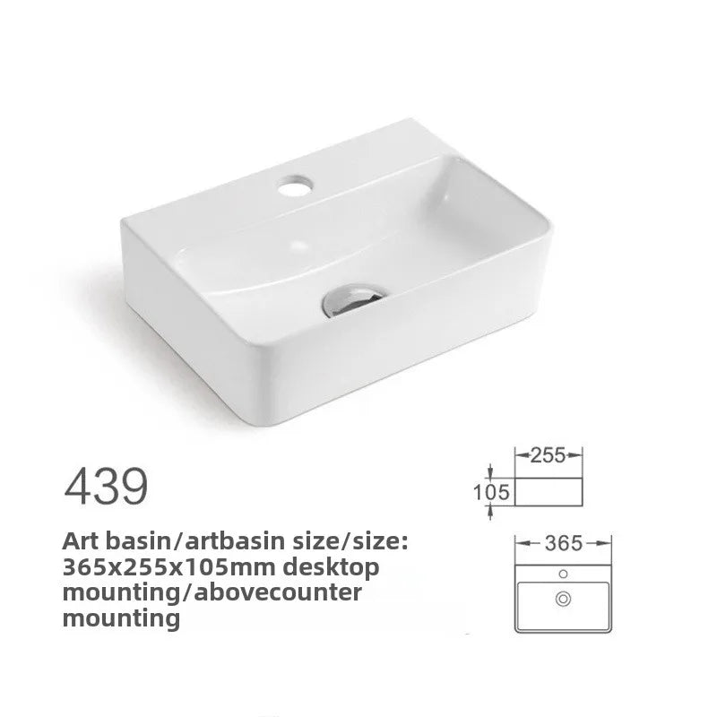 Kompaktes, an der Wand montiertes Keramikwaschbecken – kleines quadratisches Waschbecken, platzsparendes Design für Badezimmer, Balkon oder Waschtisch