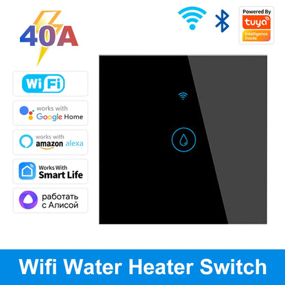 Tuya Smart 40A Wifi + Bluetooth Wasser Heizung Kessel Touch Schalter 8800W Timer Zeitplan Sprachsteuerung Alexa Google hause Yandex Alice