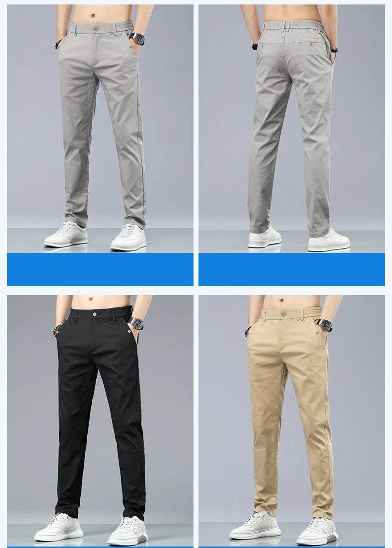Marke Kleidung männer Casual Hosen 98% Baumwolle Dünne Business Gerade Slim Fit Klassische Hosen Stretch Frühling Sommer Männliche Hosen.
