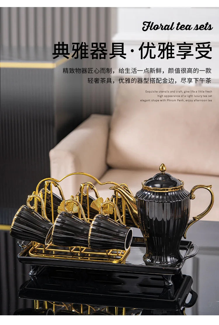 New high-value European ceramic coffee set, color glaze, high-end Phnom Penh coffee cup saucer, afternoon tea set.