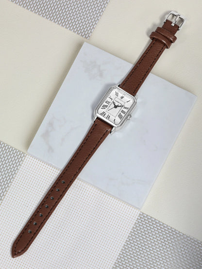 Fashion Rectangle Quartz Wrist Watch for Women Luxury Brand Roman Dial Leather Strap  Ladies Watches Clock.