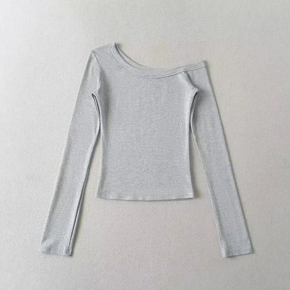 Women One Shoulder Long Sleeve Fitted Top.