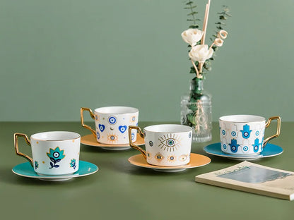 Blue Eye Ceramic Coffee cup European Fashion Coffee cup Dish Set Home Afternoon Tea Tea Cup tea cups and saucer sets  coffee cup.