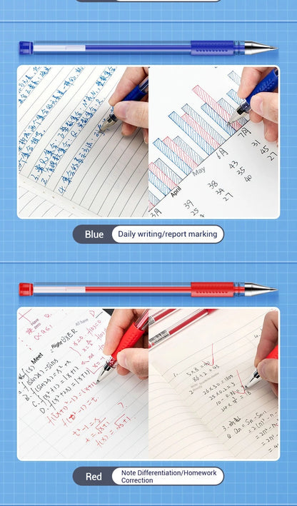 Deli 12er-Pack Gelschreiber-Set, 0,5 mm Kugelschreiber, Schwarz, Blau, Rot, Tintenfarben, Schreibutensilien für Schule, Büro, Schreibwaren.