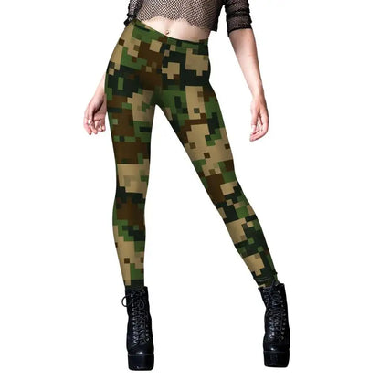 NADANBAO Leggings Women Sporty Pants Camouflage Green Star print Outdoor Hiking Fitness Workout Elastic Sexy Tights Trousers.