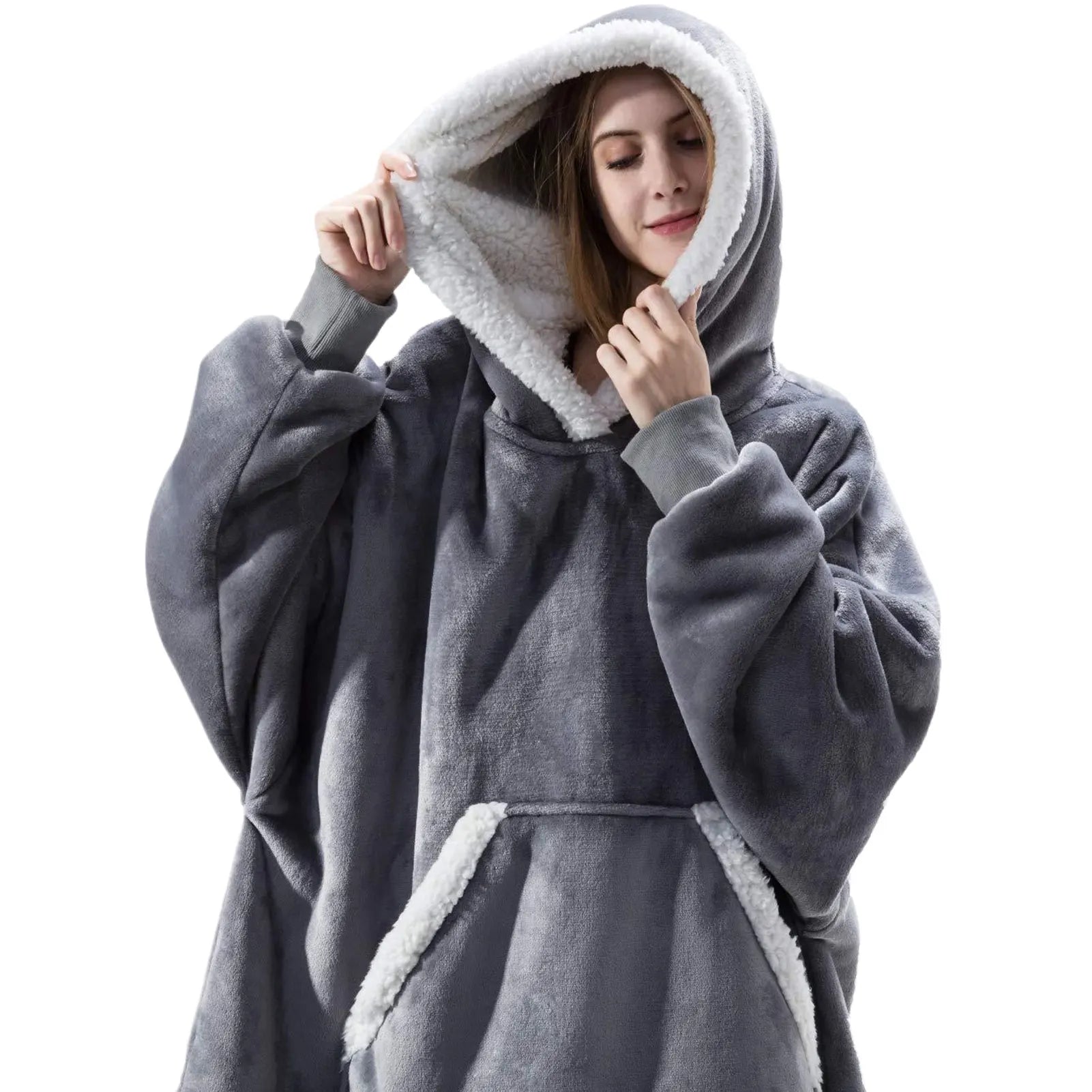 Tragbare Decke mit Kapuze, für Damen und Herren, übergroß, Flanell, Sherpa-Fleece, mit Kapuze, weich, gemütlich, warm, Decke, Sweatshirt, Geschenke.