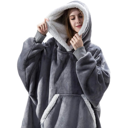 Tragbare Decke mit Kapuze, für Damen und Herren, übergroß, Flanell, Sherpa-Fleece, mit Kapuze, weich, gemütlich, warm, Decke, Sweatshirt, Geschenke.