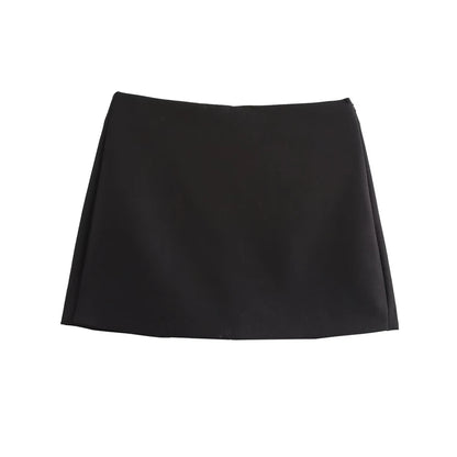 High Waist Solid Skort for Women Fashion Side Zipper Female Shorts Skirts Mujer.