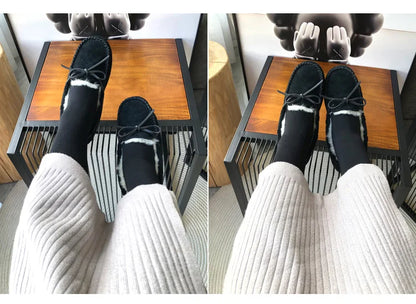 New 100% Natural Wool Genuine Leather Women Flat Winter shoes Women Moccasins Casual Loafers Plus Size Winter shoes