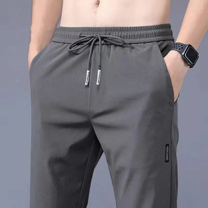Men's Pants 2025 Summer New Black Gray Thin Business Casual Pants Outdoor Elastic Breathable Straight Leg Sweatpants.