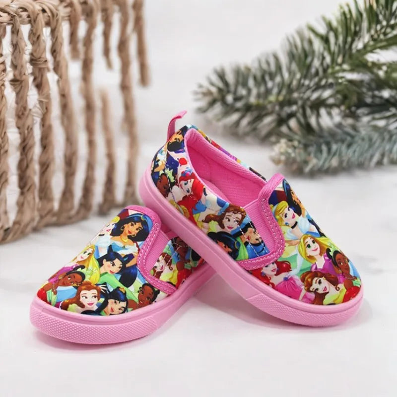 Disney Children's Casual Canvas Shoes Lazy Cartoon Priness Children's Student's Girls' Pink Comfortable Shoes Size 26-31.
