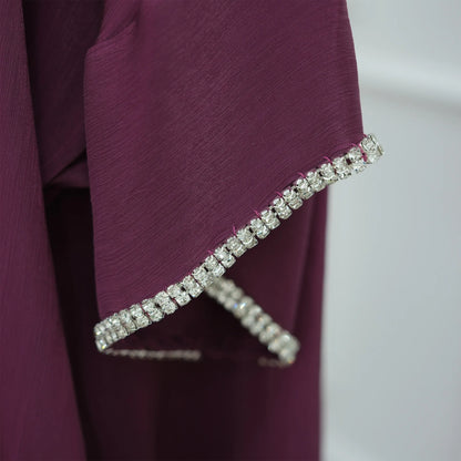 2025 New Abaya Set Shinny Dubai Abaya Cardigan Inner Dress Hijab 3pcs Set Islamic Clothing Women Abaya Muslim Dress