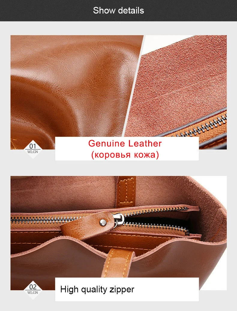 Cow Leather Bag Ladies Genuine Leather Handbags Big Women Bag Large Vintage Female 2023 Office Hand Shoulder Bags For Women Tote