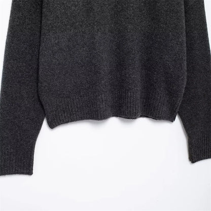 Women's Knitted Sweater Round Neck Long Sleeve Solid Color Autumn New Warm Sweater.