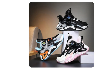 Children's Sneakers Boys Causal Kid Running Walking Shoes Fashion Warm Plush Girls Tennis Shoes Soft Walking Shoes.