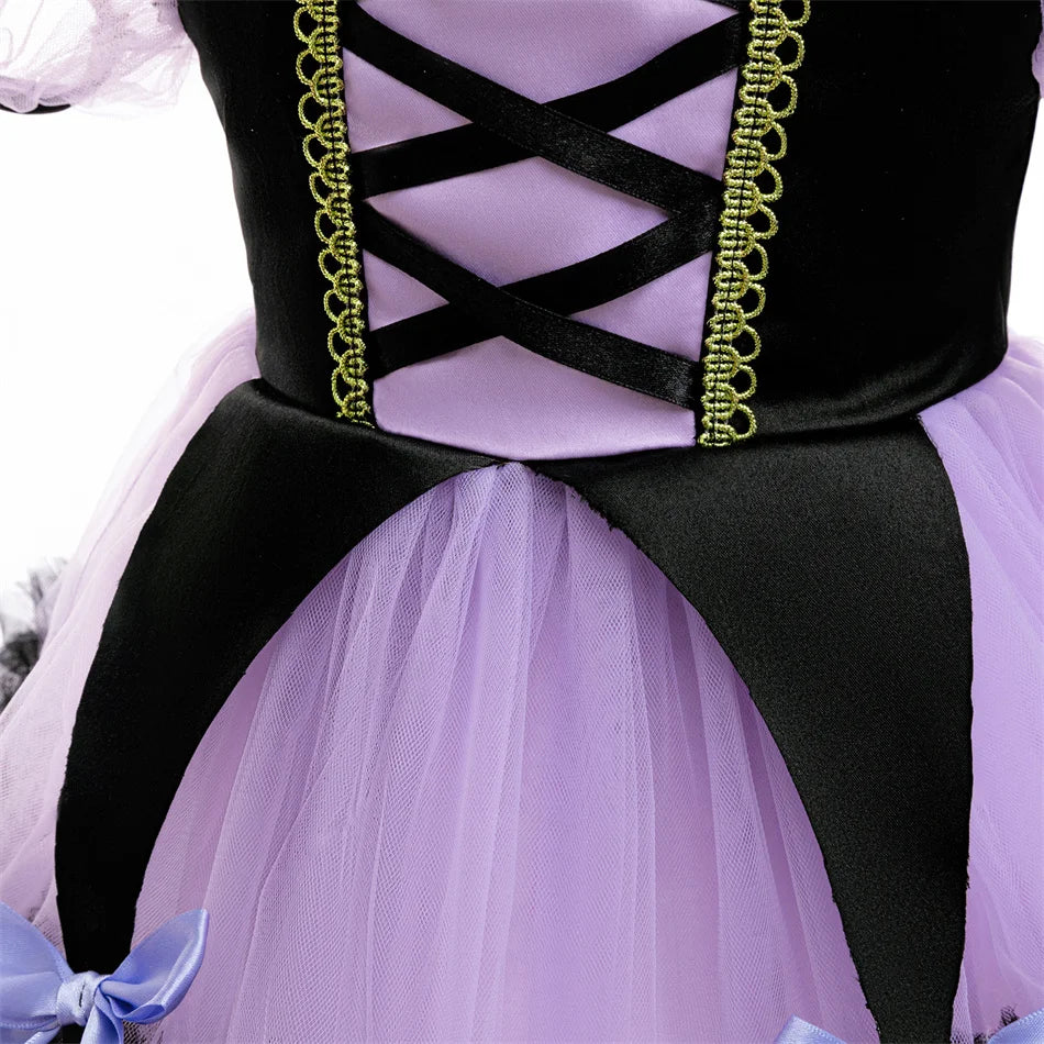 Kleinkind Halloween Kostüm Mädchen Cosplay Hexe Kürbis Skelett Druck Bowknot Kleid Kinder Festival Party Performance Kleidung.