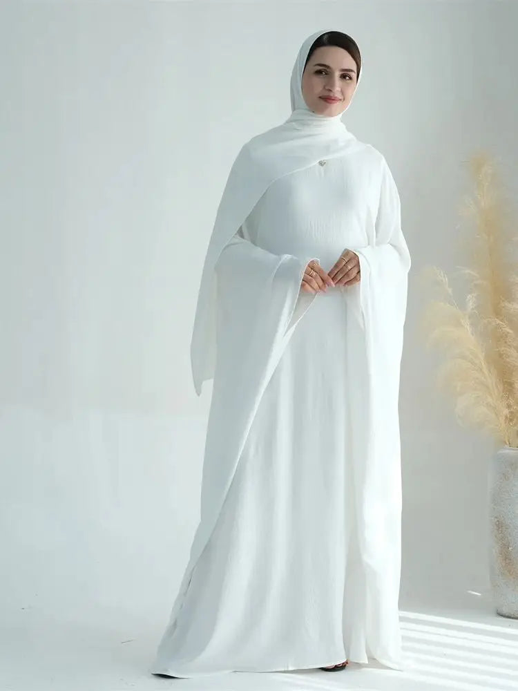 Ramadan Eid Baumwolle Leinen Khimar Abaya Set Dubai Muslim Sets Hijab Kleid Kaftan Abayas Kaftan Marocain Femme Vestidos Para Mujer