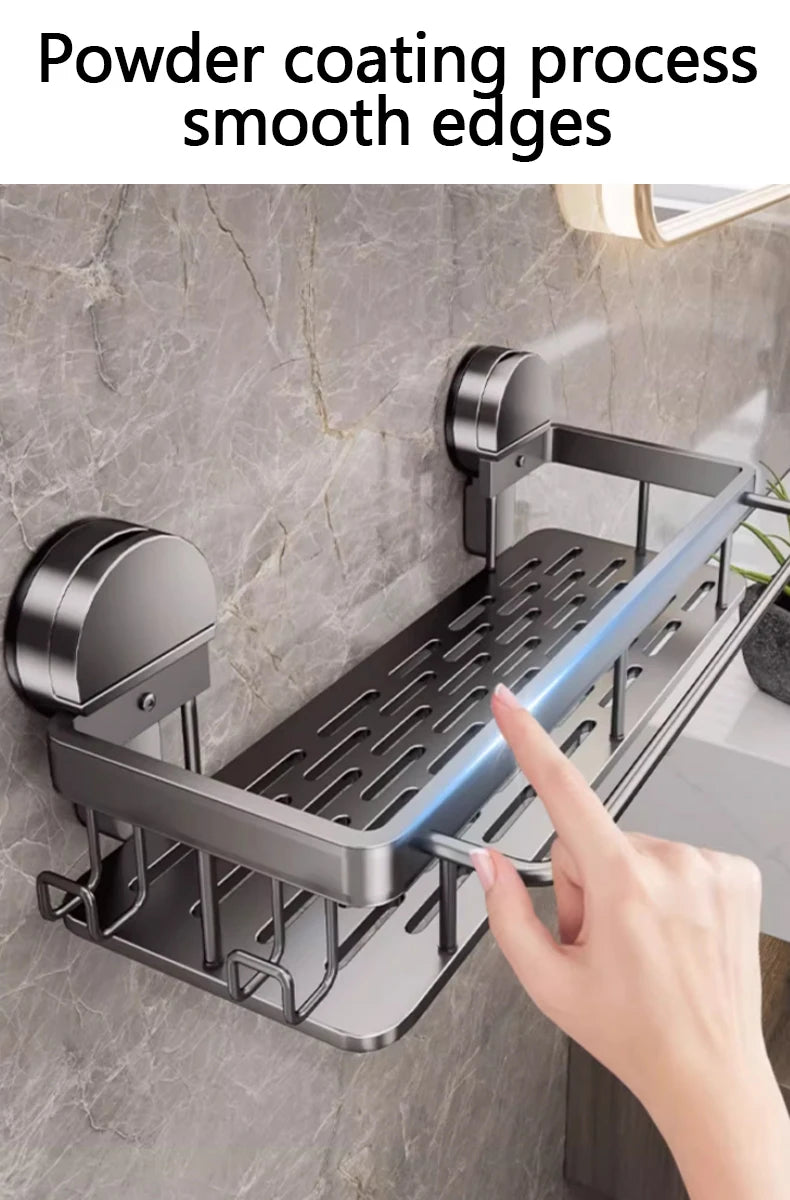 Saugnapf Badezimmer Regal Kein Bohren Wandmontage Shampoo Flasche Duschregal Toilette Lagerregal Aluminium Badezimmer Küche