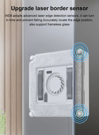 ABIR WD8 Robot Window Vacuum Cleaner,Dual Water Spray,Laser Sensor,Smart Home Glass Wall Wet Dry Cleaning ,APP&Remote Control.