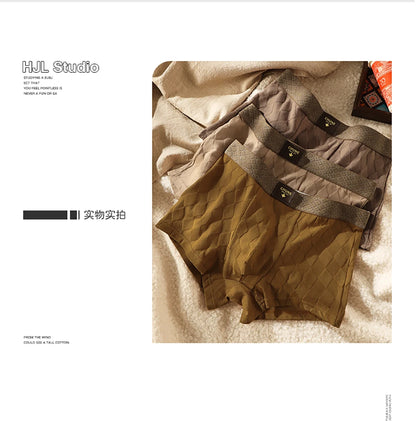 3 Teile/paket 100% Baumwolle Solide Raute Unterwäsche Atmungsaktive Antibakterielle Mesh Schritt Boxer Mann Hohe Elastische Wiast Männer der Höschen