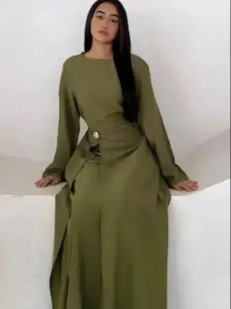 Muslim Women Arabic Dubai Abaya Solid Drawstring Long Dress Modest Ramadan Kaftan Robe Femme musulmane Islam Clothing Kebaya.