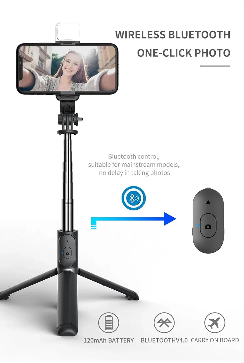 Xiaomi New Selfie Stick 1045mm Wireless Bluetooth Remote Shutter LED Fill Light Extended Stable tripod for Android IOS Cellphone.
