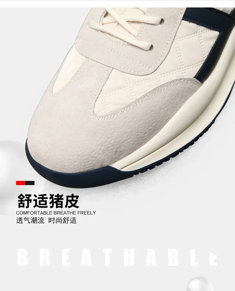 Genuine Leather Lift Sneakers Men Height Increase Insoles 6/8cm High Quality Elevator Shoes Comfortable Breathable Casual Sports.