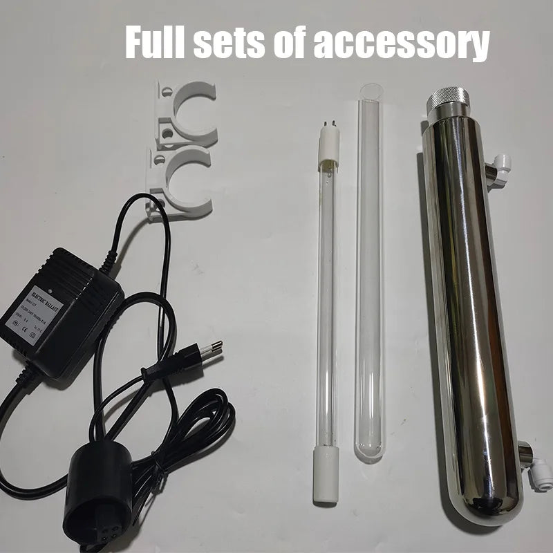 110V/220V Stainless Steel UV Water Sterilizer Ultraviolet Tube Lamp Direct Drink Disinfection Filter Aquarium Fish Tank Purifier.