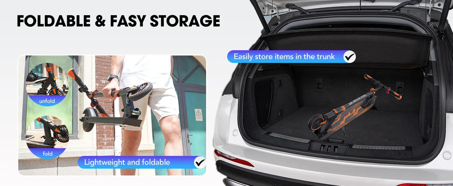 RCB Electric Scooter for Kids Ages 6-8-12, R15 Kids Electric Scooter, 20 KM/H Top Speed, 16KM Range, 3 Heights Adjustable, Gifts.