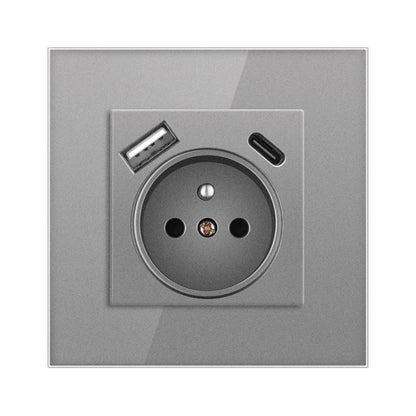 Nywp Französisch standard stecker, glas wallboard, Französisch netzteil, 16a 220V erdung buchse, kind schutz tür