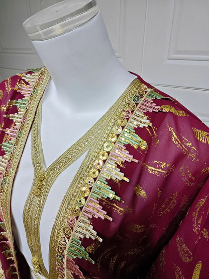 Muslim Abaya 3 Piece Set Women Party Dresses Cardigan Robe Sashes Suit Bronzing Jalabiya Ramadan Morocco Dubai Kaftan Vestidos