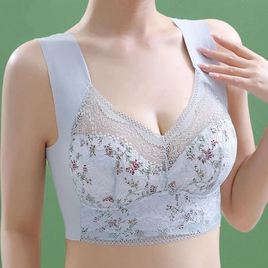 2pcs Womens Seamless Ice Silk Full Cup Bras No Steel Ring Support Lace Bralette Large Size Brassiere Comfort Ventilate Underwear.