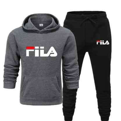 A new men's Spring and Autumn 2025 pullover hoodie + sweatpants two-piece fitness, fashion and casual jogging set.
