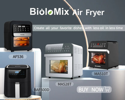 BioloMix Multifunctional 7L Air Fryer without oil electric oven, Dehydrator, Convection Oven, Touch Screen Presets Fry, Roast.