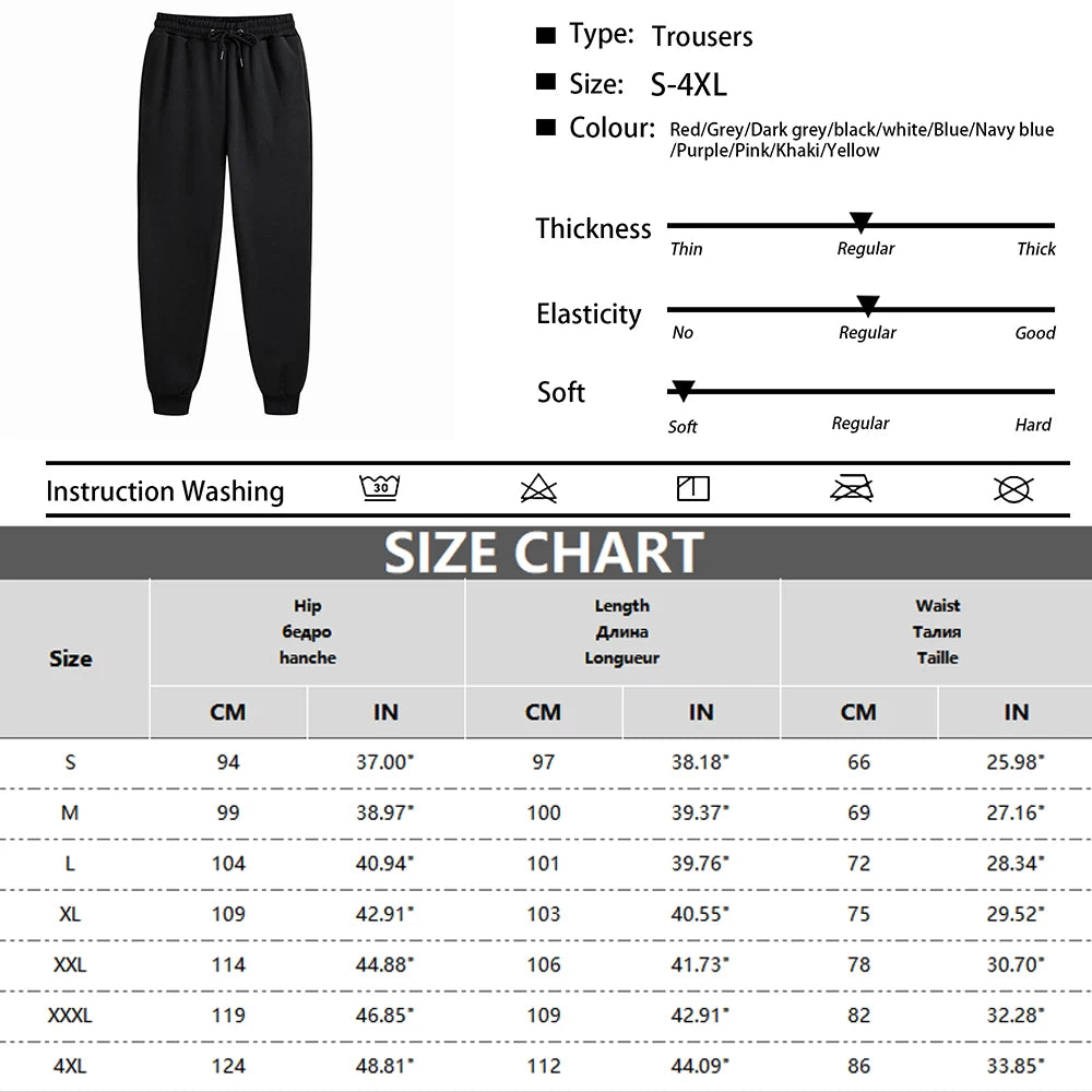 Men's Sweatpants Spring Autumn Fleece Pants Sport Long Pants Casual Drawstring Pockets Trousers Oversize Sweatpants For Men.